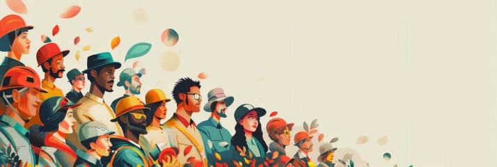 Fototapeta premium International Workers' Day background with copy space area on side for text. Construction and manufacturing tools. Labor Day