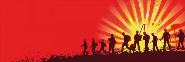 International Workers' Day background with copy space area on side for text. Construction and manufacturing tools. Labor Day