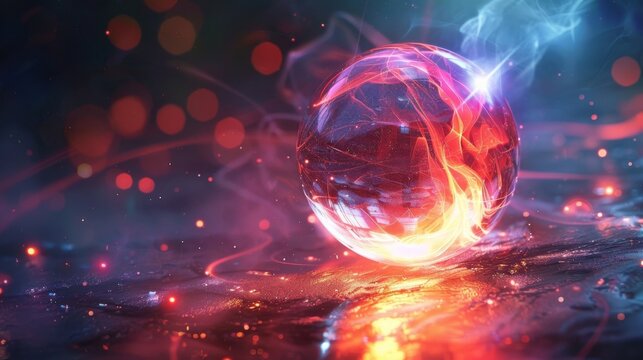 A glowing crystal orb said to contain the essence of a powerful Hermetic mage its energy pulsating with unseen forces. . .