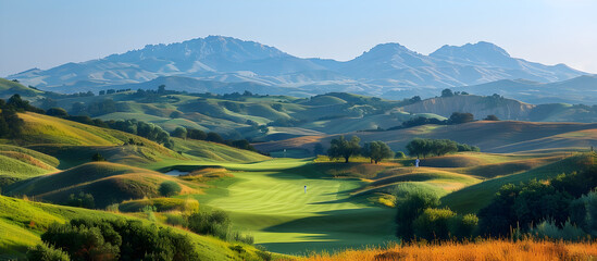 Spectacular Golf Course Framed by Majestic Mountains and Rolling Countryside - Powered by Adobe
