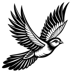           Flying bird logo icon silhouette vector illustration.
