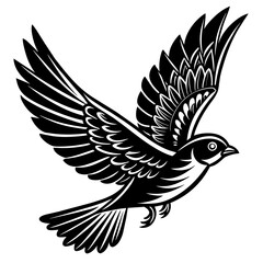           Flying bird logo icon silhouette vector illustration.
