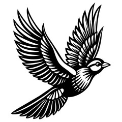           Flying bird logo icon silhouette vector illustration.

