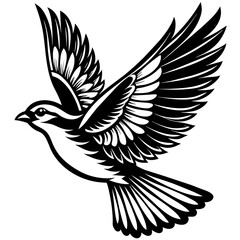           Flying bird logo icon silhouette vector illustration.
