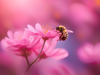 close up view of bee sitting on flower