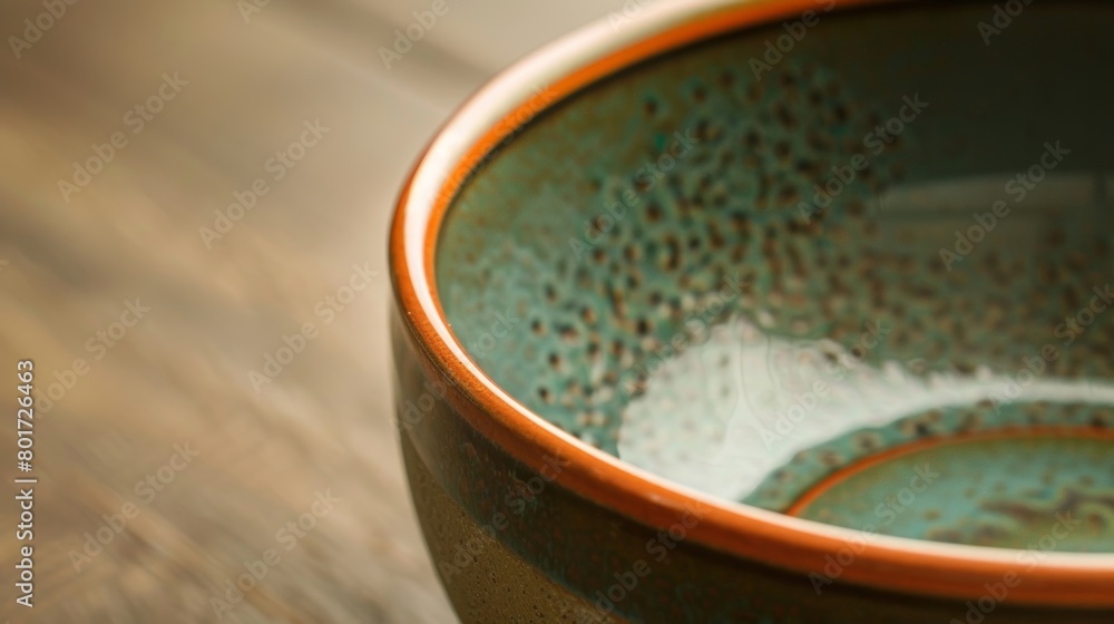 Poster a closeup of a ceramic bowl with a oneofakind glaze showcasing a personalized message on the inside.