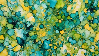 Abstract Green and Yellow Alcohol Ink Wallpaper Background