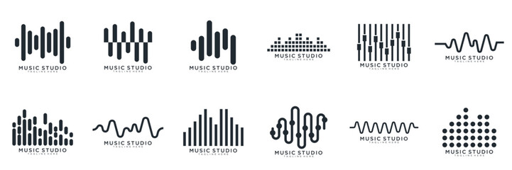 Set of Radio Wave icon. Sound waves set. Modern sound equalizer. Radio wave icons. Volume level symbols. Music frequency. vector illustration