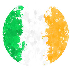 round irish flag with paint splashes