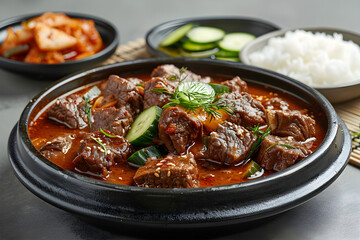 그릇에 담긴 쇠고기 한국 요리