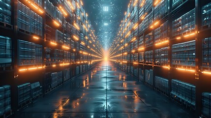 Tech-Driven Warehouse Environment with Advanced Data Analytics Overlay