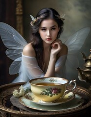 beautiful fairy holding a teacup