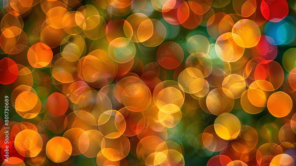 Poster Glowing particle dots with colorful dots in abstract background, concept of light shining sparkling particles dots bokeh in blur color background, 