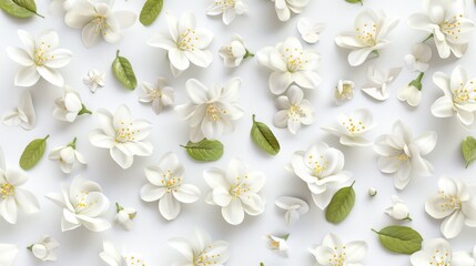 Jasmine flower pattern white color nature seamless for wallpaper print background