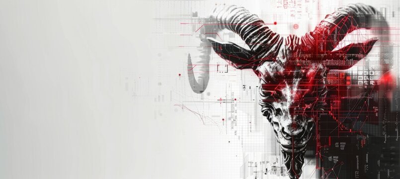 Satan Baphomet on copy space background. Generative AI technology.	