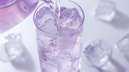 Close-up of Refreshing Light Purple Juice with Ice
