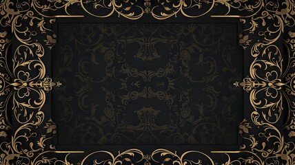 Elegant dark frame with golden details - An intricate dark frame with luxurious golden flourishes and embellishments providing a sense of opulence