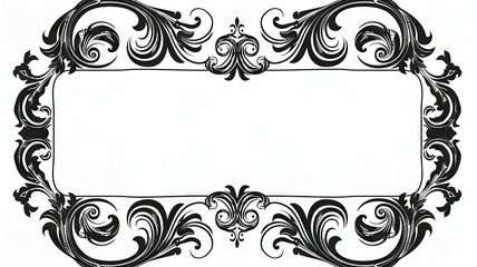 Elegant Black Floral Victorian Frame Design - An intricate Victorian frame with detailed floral patterns ideal for elegant invitations or announcements