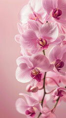 Elegant orchid flowers delicate pink petals - Close-up of elegant pink orchids with delicate petals, symbolizing luxury, love, and beauty in a soft setting