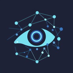 AI neural network inside a human eye logo design