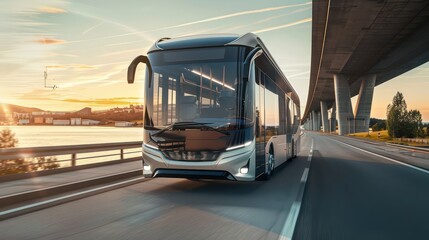 modern bus with a panorama front window