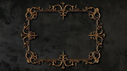 Luxurious Gold and Black Baroque Frame Design - Majestic black and gold frame with ornate baroque elements, perfect for high-end product labeling