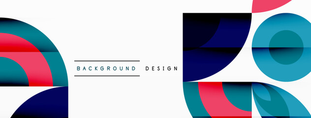 An artful collection of colorful geometric shapes including rectangles and circles, in electric blue, creating a vibrant pattern on a white background