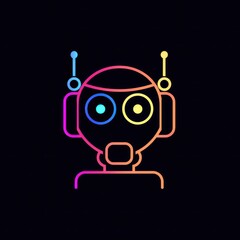Obraz premium robot head neon logo design