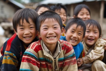 Unidentified children in the village in Chiang Mai, Thailand.