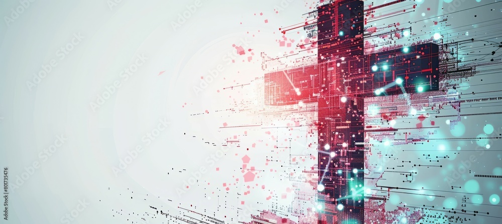 Poster digital jesus cross symbol with copy space background. christian religion concept. generative ai tec