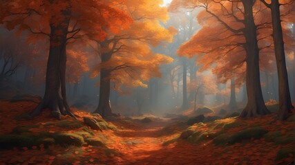 Autumn leaves in the forest