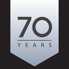 70 years tag blue and silver gradient for celebration, events, anniversary