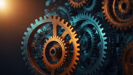Technology and innovation concept with interconnected gears ai_generated