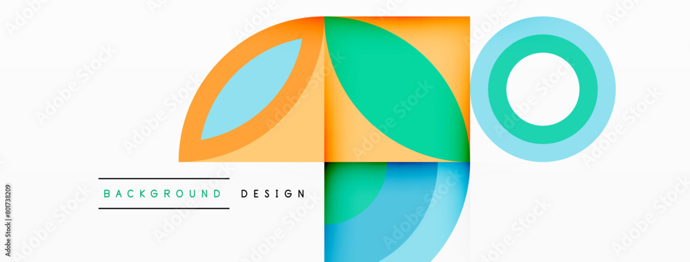 Aufkleber a colorful logo featuring circles and triangles in shades of aqua and electric blue on a white backg
