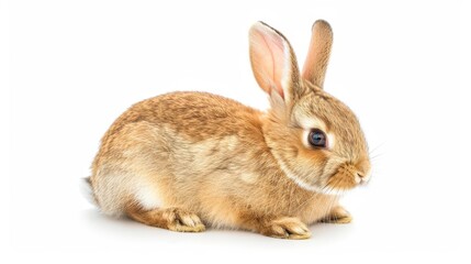 Obraz premium cute brown bunny rabbit isolated on white background animal photography