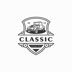 Vintage classic car badge logo design illustration 3