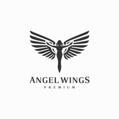 Angel logo design illustration with wings for award