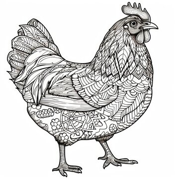 recommend clip art: chicken line draw on white background