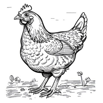 recommend clip art: chicken line draw on white background