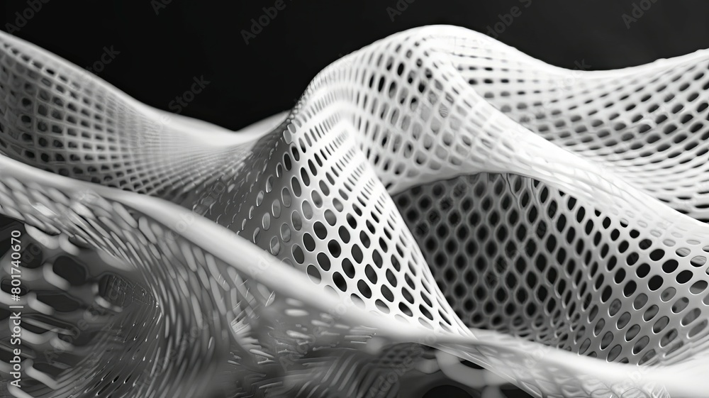 Poster black and white digital mesh texture close-up - a high-quality digital representation of mesh fabric