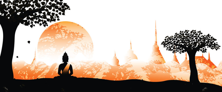 Greeting card, banner and poster of buddha Festival vesak day vector design background.