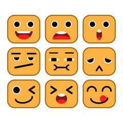 Cute cartoon emoji with square shape. It can be used in a variety of scenarios.
