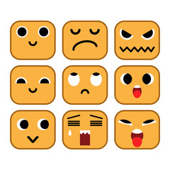 Cute cartoon emoji with square shape. It can be used in a variety of scenarios.
