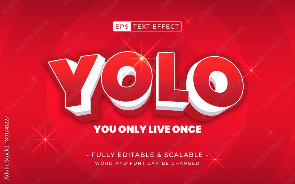 Poster yolo 3d editable vector text effect. suitable for font style, banner logo