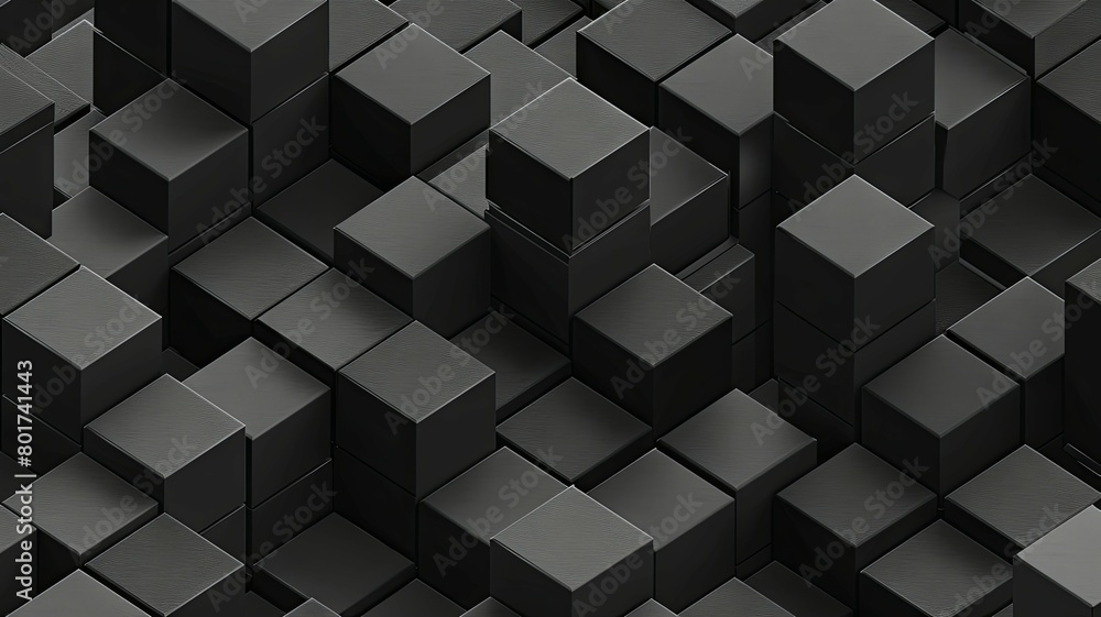 Poster abstract black cubes pattern texture - an artistic background showcasing a pattern of 3d black cubes