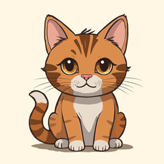 orange cat vector cartoon style