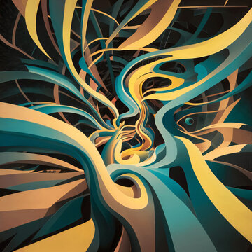 An abstract art piece swirling shapes of vibrant colors - abstract background