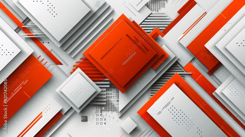 Fototapete abstract technology design featuring geometric shapes with computer graphic decoration in isolated grey background, businsess background presentation