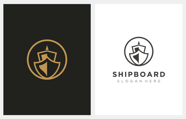 Ship Cruise Boat Marine logo design vector icon