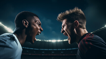 The soccer player engaged in a heated argument with the goalkeeper about the length of the football...